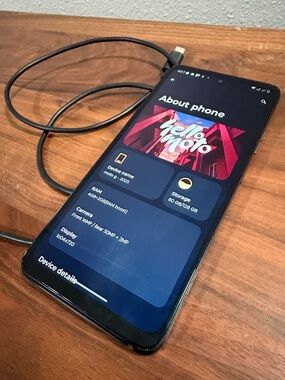 Motorola moto g 2025 Black Smartphone with Black USB-C Cable